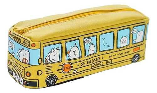 Estuche Escolar Auto Bus Kawaii Gatos Lapiz Colegio Niños