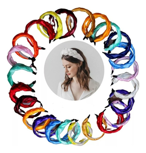 Diadema Trenzada Mujer De Moda 24pz Colores Surtidos