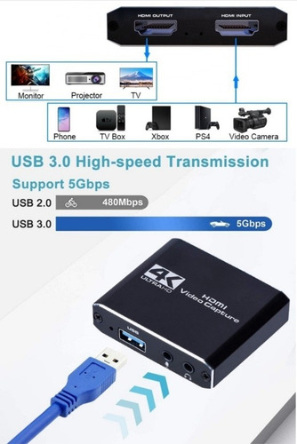 Video Capturadora Hdmi 4k Usb 3.0 1080 Streaming Xbox