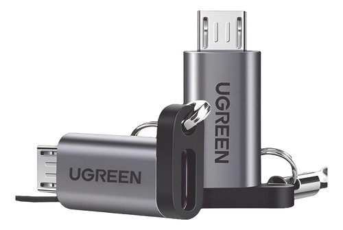Adaptador UGREEN USB-C 3.1 a Micro USB Carga Rápida FPC/QC2.0 Sincronización de Datos Velocidad de Transferencia de hasta 480Mbps Incluye Cordón Caja de Aluminio Múltiples Protecciones