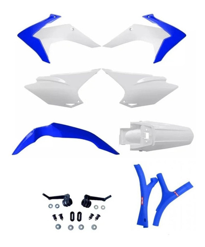 Kit Plástico Crf230 2015 2017 Avtec Branco Azul + Protetor