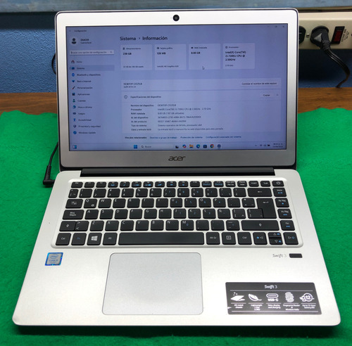 Laptop Acer Swift Sf314 51 Core I5 Ram 8gb Ssd 240gb Win 11 Gris (Usado)