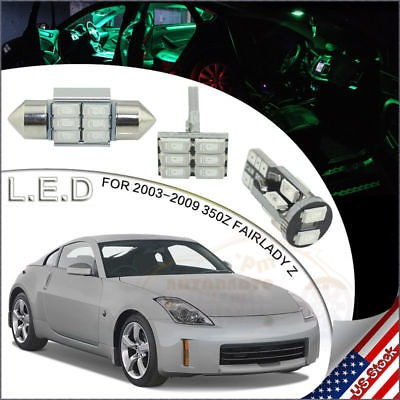 11 × Luz Interior Led Paquete Verde Para 2003-2009 Nissan 35