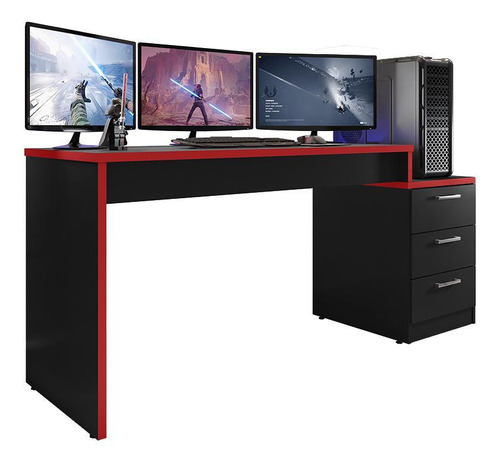 Mesa Para Computador Desk Gamer Drx-5000 Preto/vermelho - Pr
