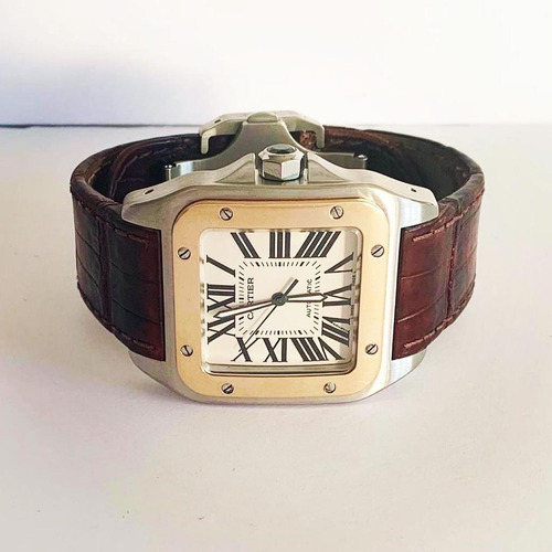 Cartier Santos 100 Xl Ouro & Aço Novíssimo