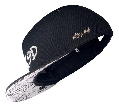 Snapback Gorra Entintada Negro Blanco Tatuaje Arte Ajustable