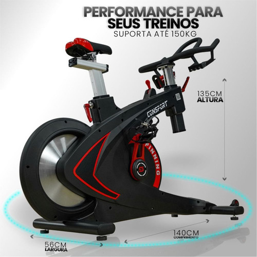Bicicleta Ergométrica Spinning Profissional S500 11 Níveis Cor Preto