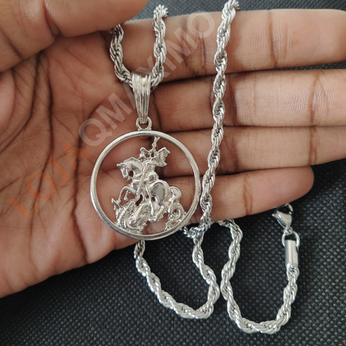 Imagem 7 de 9 de Corrente Cordão Baiano Com Medalha De Sao Jorge Envio Em 12h