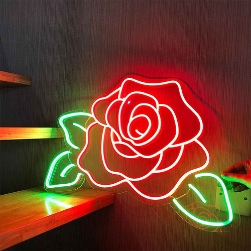 Vsgotber Lampara Forma Flor Rosa Moderna Letrero Neon Led
