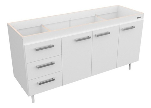 Bajo Mesada 1.60 Mt Estantes Cajones Sin Bacha Color Blanco Blanco