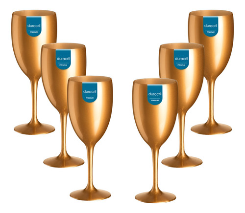 Kit 6 Taças Lolla 300 Ml Dourada Duracril Cor Dourado-escuro