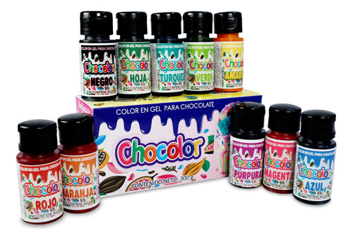 Kit 10 Colorantes Para Chocolate En Gel Liposolubles