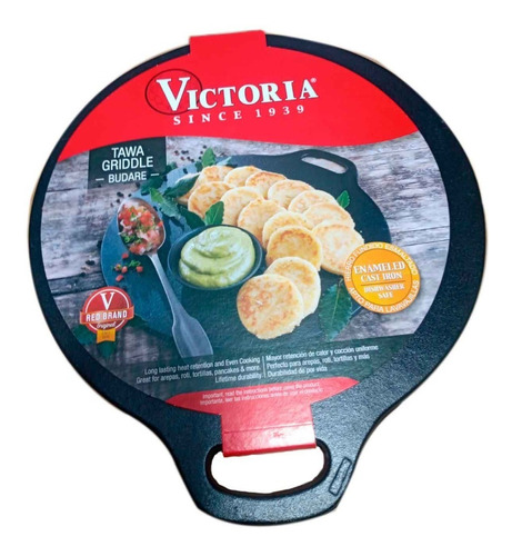 Plancha Tawa De 30.5cm-12 Victoria Hierro Fundido Esmaltado