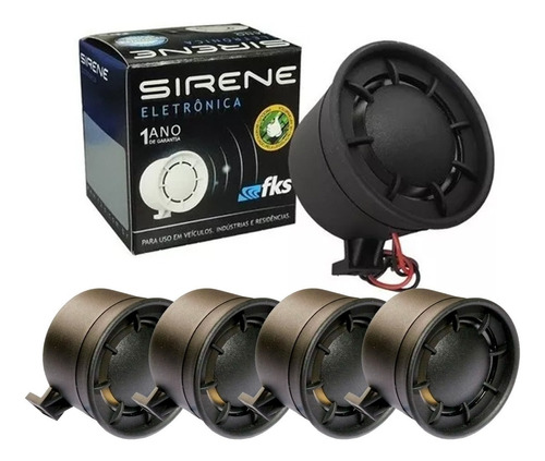 Kit 5 Sirenes 12v Fks Para Alarme Carro Moto Residencial