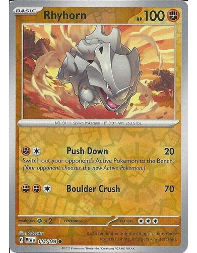 Rhyhorn Reverse Holo 151  Pokémon Tcg+10 Cartas