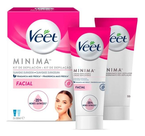 Crema Depilatoria Facial Veet Kit 2 Unidades X 50ml