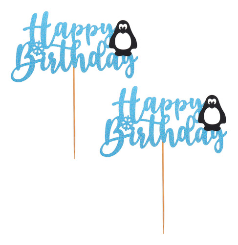 Tarjetas De Inserción Para Tartas Con Forma De Pingüino, 2 U