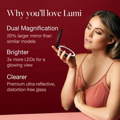 Fancii Espejo De Maquillaje De Viaje Con Luz Led, Aumento -