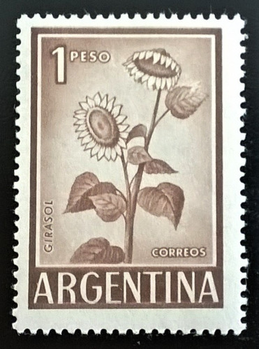 Argentina Flores, Sello Gj 1128 Girasol Error 59 Mint L13878