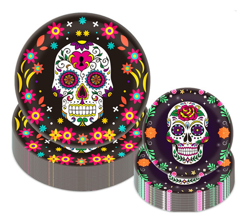 10 Pcs Muertos Halloween Vasos Platos Papel Esqueleto Fiesta