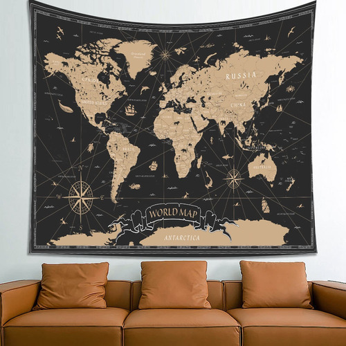 Atrippy Tapiz Pared Mapa Mundo Diseño Vintage Distribucion X