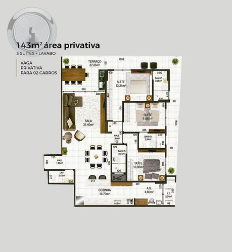 Imagem 6 de 13 de Apartamento 3 Dormitórios - 143 M² R$ 1.135 - Canto Do Forte - Praia Grande/sp - Ap0018