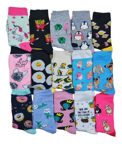 Imagen 1 de 4 de Pack 12 Pares Calcetines Algodón Funny Socks - Adcesorios