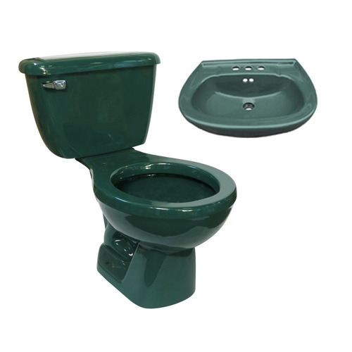 Paquete Sanitario Wc Taza Redonda+ Tanque + Lavabo Verde J ! | Mercado