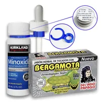 Comprar Formula Anticaída A Base De Minoxidil 5% Solución Tópica Con Jabon Dermolimpiador De Bergamota 125 Gr Formula Extra Fuerte Para Hombres 1 Mes Suministro, Frasco Sellado Incluye Sujetador De Gotero.