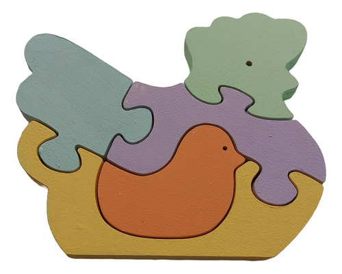 Juego Didáctico Rompecab. Gallina Madera Waldorf Montessori