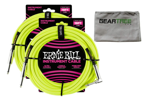 Do Ernie Ball 'trenzado Angulo Recto Instrumento Cabl Neon