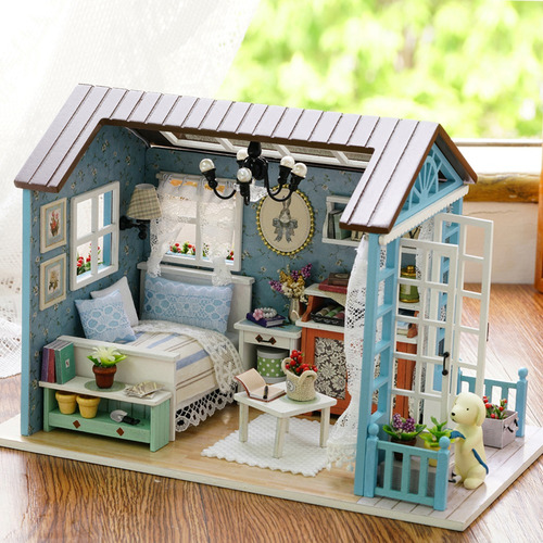 Kit Casa Muñecas En Miniatura Diy Mini Casa Madera