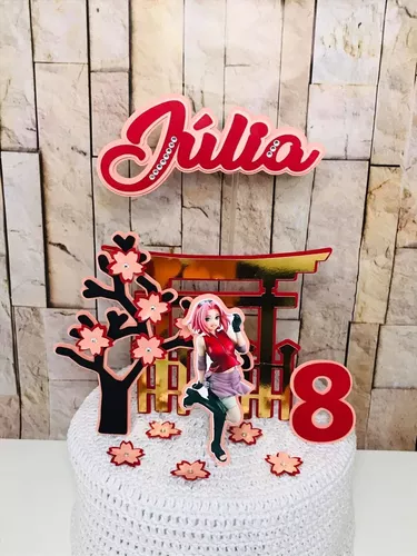 Topo De Bolo Personalizado Aniversário Sakura Naruto