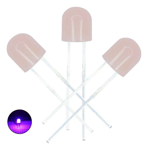 100 X Led 360 5mm Straw Hat 4.8mm Ultra Brillante Violeta