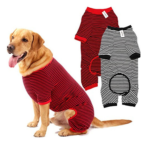 Pijamas Para Perros Mono De Algodón A Rayas Para Cachorros,