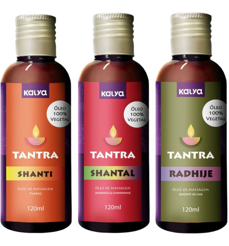  Kit 3 Oleos Massagem Tantrica Ylang E Semente Uva E Morango