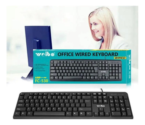 Teclado Alámbrico Con Cable Usb Para Pc  Color Negro