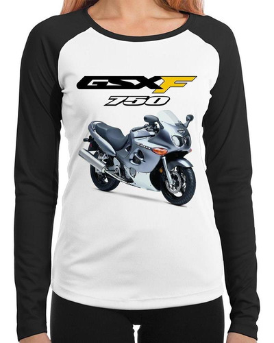 Baby Look Raglan Moto Suzuki Gsx 750 F Katana Prata Longa