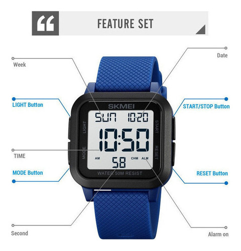 Relojes Electrónicos Luminosos Cuadrados Simples De Skmei