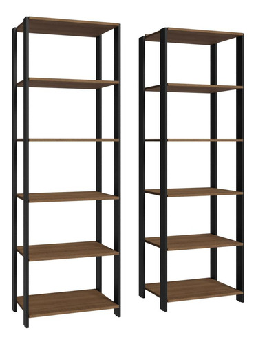 Armário Estante Multiuso10 Prateleiras 118cm Madesa Rp Cor Rustic/Preto