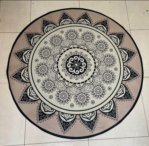 Alfombra Con Diseño Mandala Redonda 150x150, Antideslizante