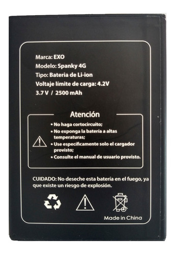 Batería Para Celular Exo Spanky 4g 2500 Mah Extraible Extra