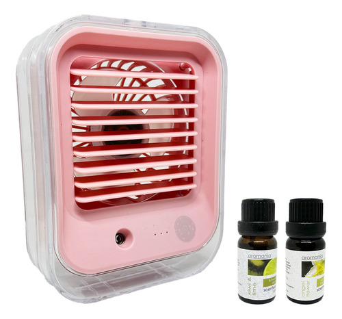 Ventilador Y Humidificador Portátil Con Esencias Aromáticas Cantidad De Aspas 3 Estructura Rosa Aspas Blanco Diámetro 12.7 Cm Frecuencia 50 Material De Las Aspas Plástico