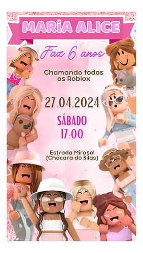 Convite Digital Escolha O Seu Envio Imediato Roblox Meninas