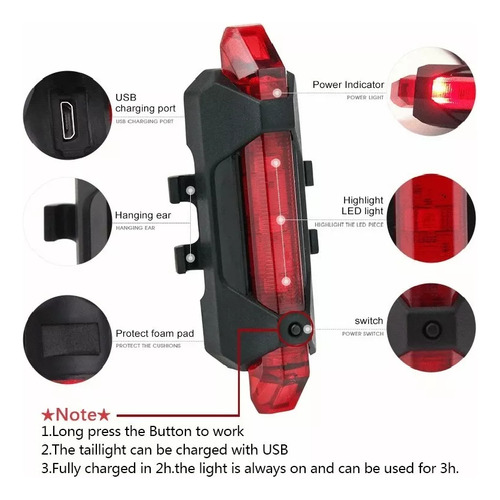 Luces Led Lampara Bicicleta Recargable Led Delantera Trasera