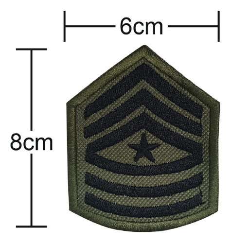 Patch Bordado Divisa 1° Sargento Verde Preto - Carrapicho