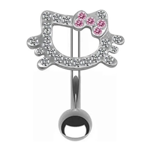 Piercing Banana Para Ombligo Hello Kitty Con Brillos