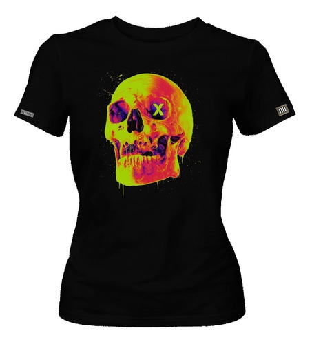 Camiseta Estampada Cráneo Colores Original Inp Mujer Dbo