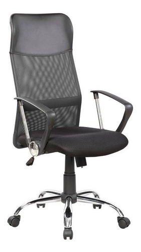 Imagen 2 de 3 de HDC Group Silla oficina negra con tapizado de cuero sintético y mesh