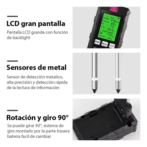 Conductímetro Suelo Tierra Sustrato Medidor Ec Ph Lux Temp